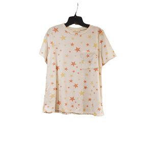 Perfect Peach White Star Pocketed T-Shirt Sz M